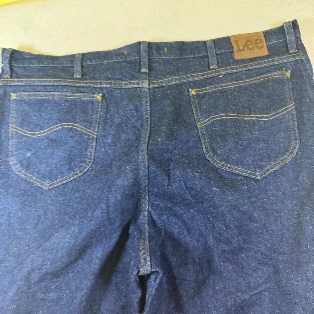 Lee Mens Regular Fit Straight Leg Jeans Dark Indigo Blue 100 Cotton 48x34